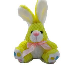 Chrisha Playful Yellow Bunny Rabbit Waffle Texture Plush 6" Easter Stuffed Anima